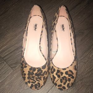 Cheetah print peep toe wedge heels